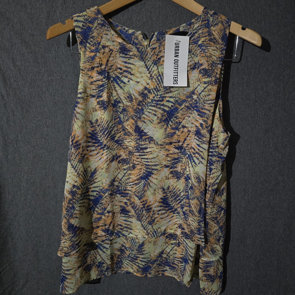 Urban Outfitters Lumiere Palm Tree Print Layered Tank Blouse Women's Large NWT